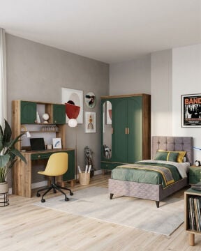 Milen Genç Odası / Çocuk Odası / Komple MDF / Haki Yeşil