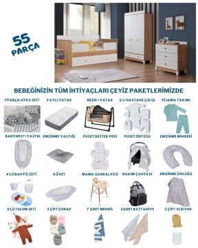 Miracool Paris Meşe Sedir Bebek Çeyiz Paketi
