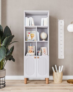 Milen İkili Kombin / Komple MDF Çalışma Masası ve Kitaplık / Beyaz