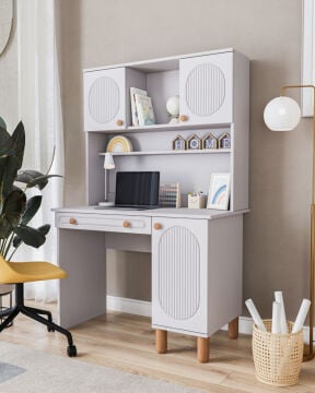 Milen İkili Kombin / Komple MDF Çalışma Masası ve Kitaplık / Beyaz