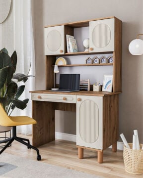 Milen İkili Kombin / Komple MDF Çalışma Masası ve Kitaplık / Aytaşı