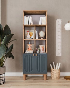 Milen İkili Kombin / Komple MDF Çalışma Masası ve Kitaplık / Haki Yeşil