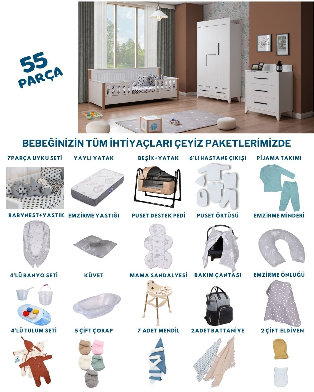 Viyana Beyaz Bebek Çeyiz Paketi