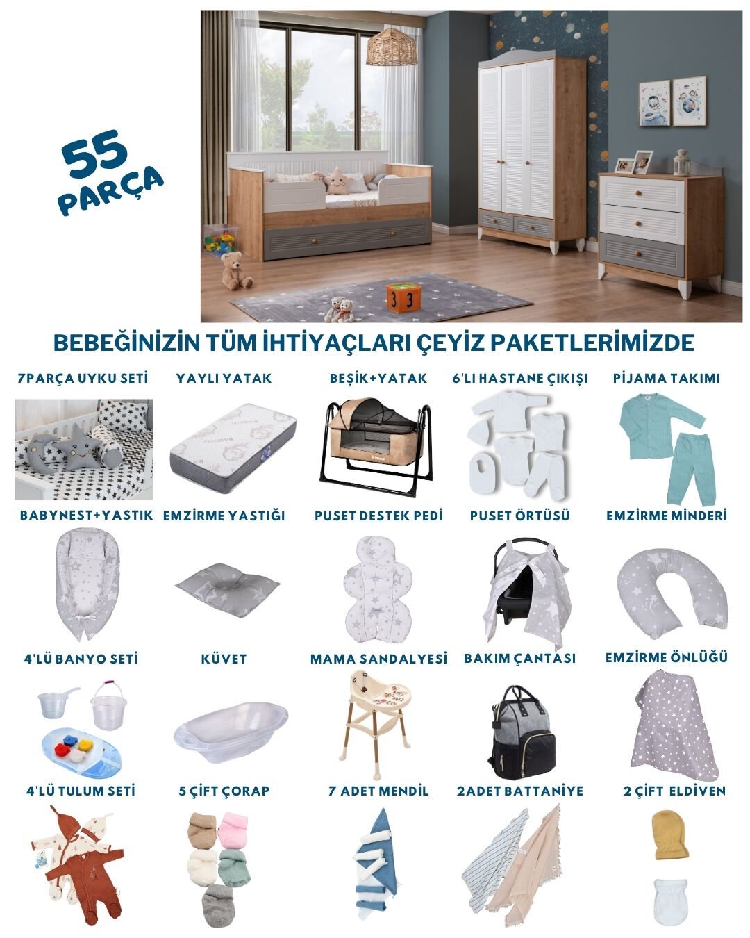 Miracool Palermo Sedir Bebek Çeyiz Paketi