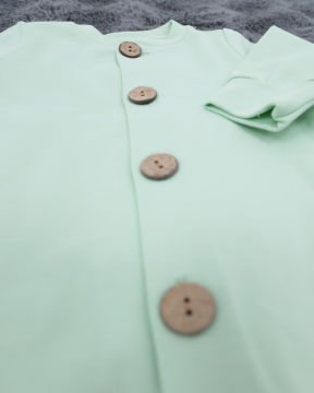 Düğmeli Bebek Tulum / %100 Pamuklu Kumaş / Şapka Hediye / Yenidoğan Tulum mint - 0-3 Ay