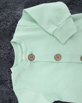 Düğmeli Bebek Tulum / %100 Pamuklu Kumaş / Şapka Hediye / Yenidoğan Tulum mint - 0-3 Ay