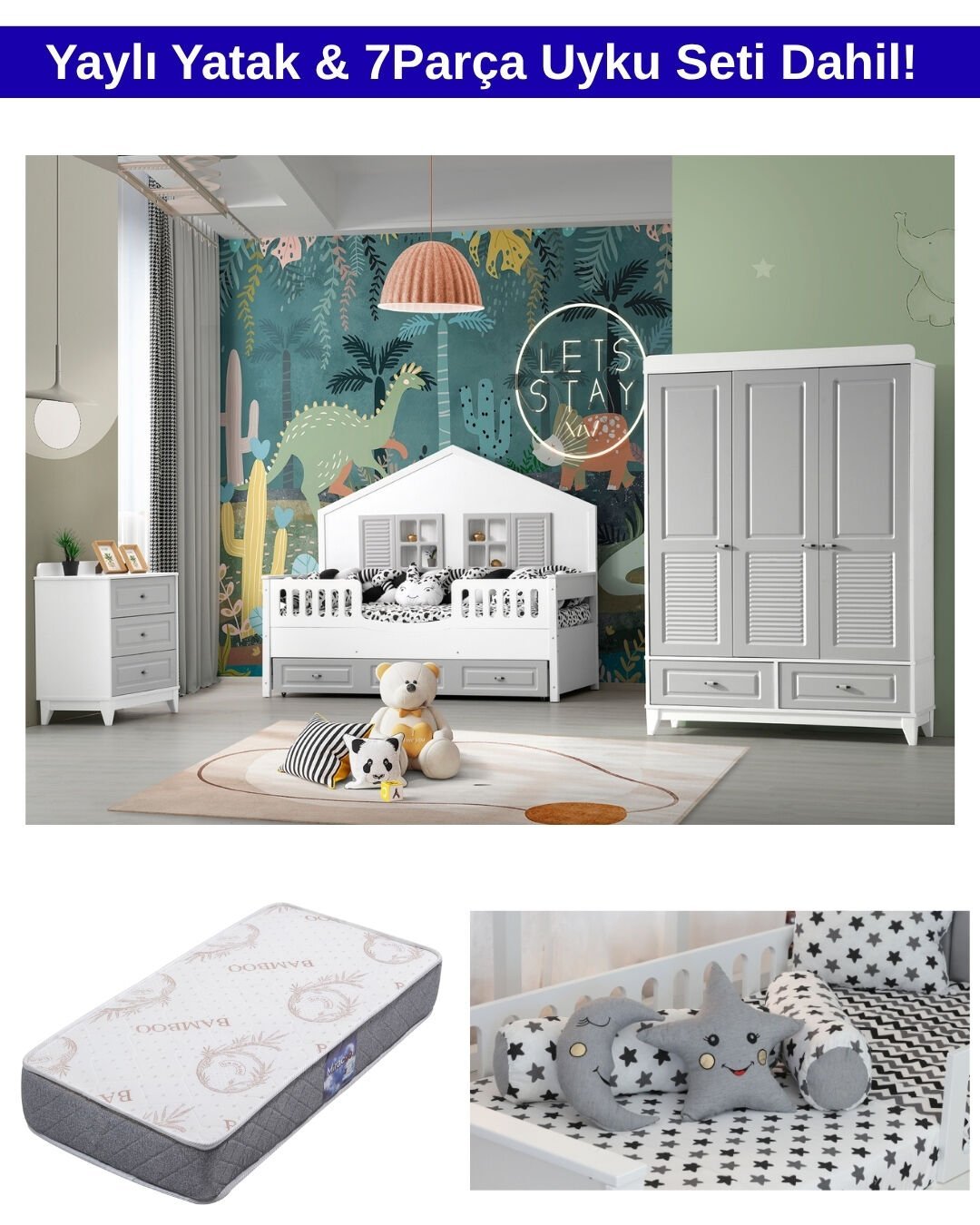 Silver Mia Montessori Oda Takımı / Yatak ve Uyku Seti Dahil / Ücretsiz Kurulum