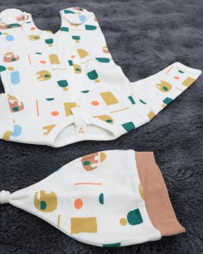 Fermuarlı Fil Desenli Bebek Tulum / Şapka Hediye / %100 Pamuklu / Yenidoğan Tulum Çok-Renk - 0-3 Ay