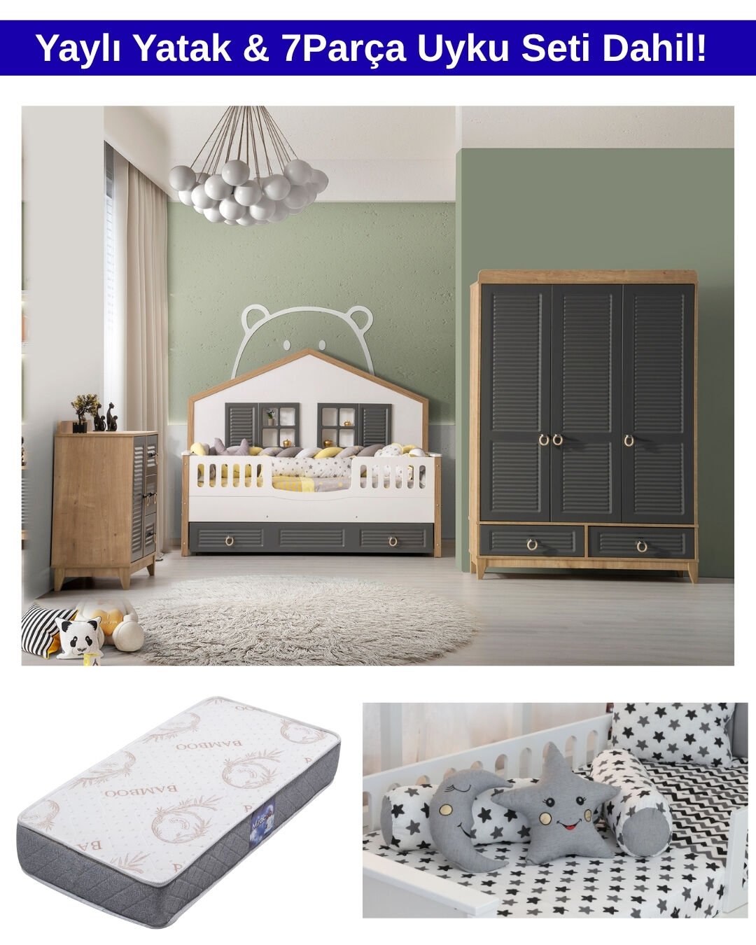 İkon Mia Montessori Oda Takımı / Yatak ve Uyku Seti Dahil / Ücretsiz Kurulum
