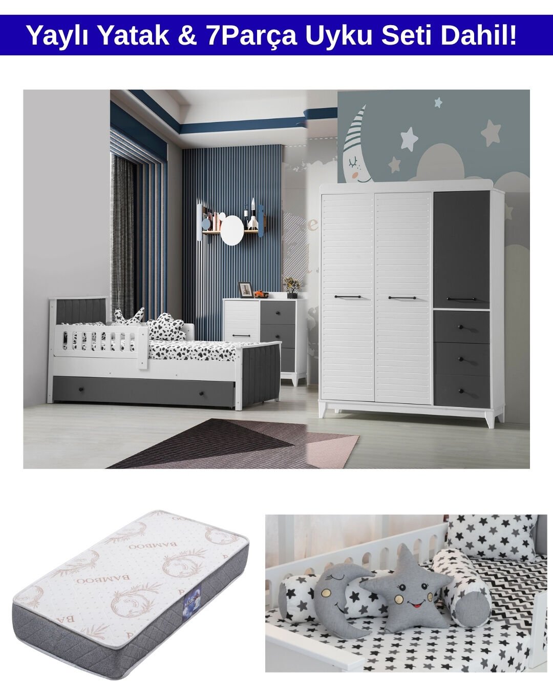 Olivya Sim Oda Takımı / Yatak ve Uyku Seti Dahil / Ücretsiz Kurulum