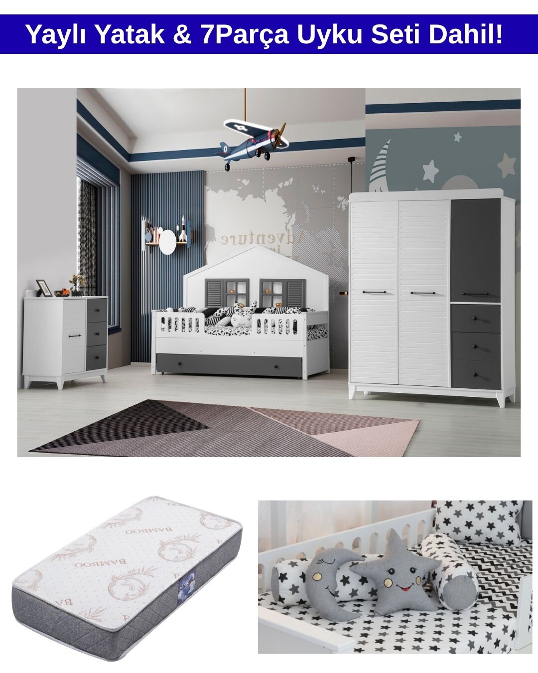 Olivya Mia Montessori Oda Takımı / Yatak ve Uyku Seti Dahil / Ücretsiz Kurulum