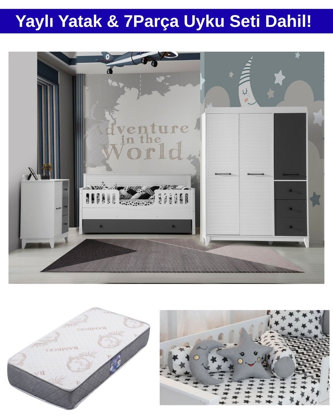 Olivya Via Sedirli Oda Takımı / Yatak ve Uyku Seti Dahil / Ücretsiz Kurulum