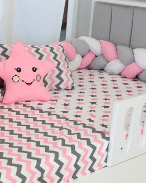 Montessori  Örgü Uyku Seti Tek Kişilik pembe