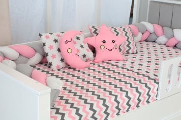 Montessori  Örgü Uyku Seti Tek Kişilik pembe