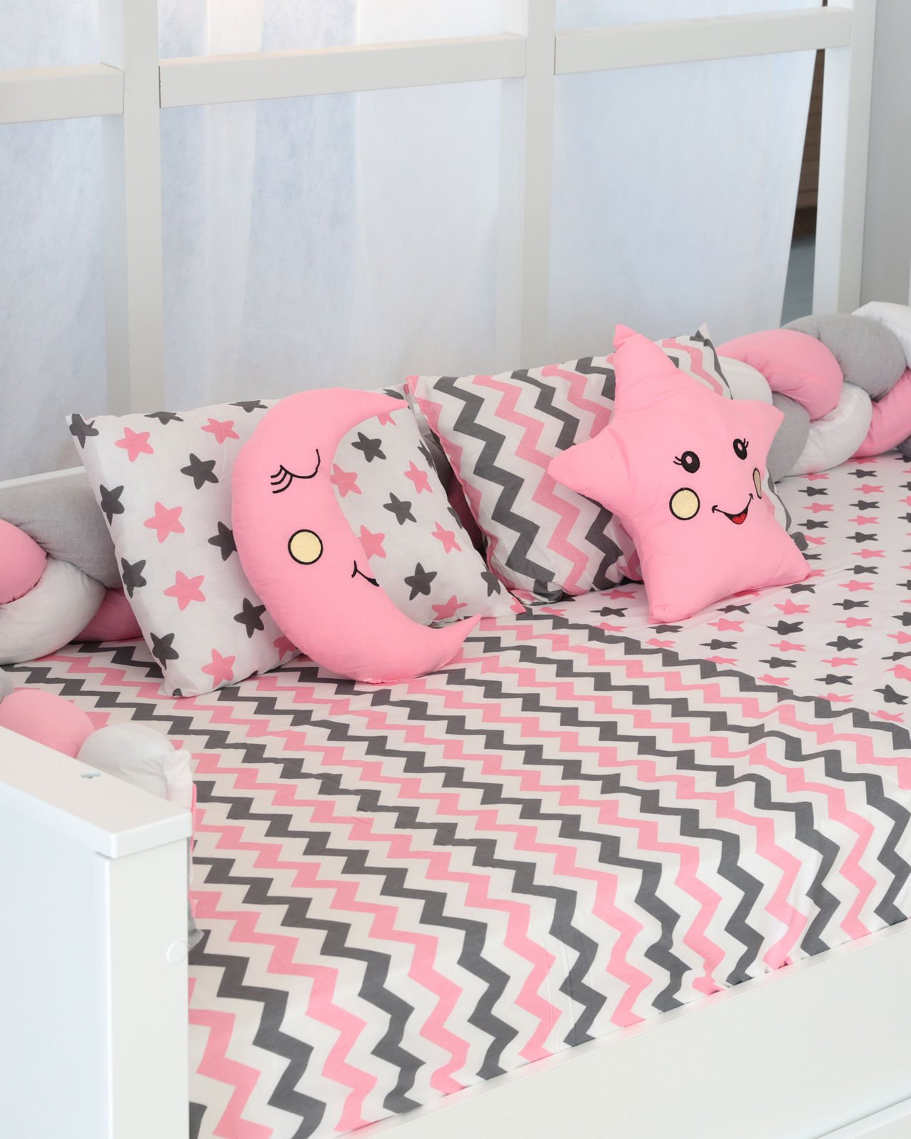 Montessori  Örgü Uyku Seti Tek Kişilik pembe