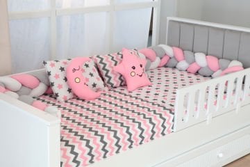 Montessori  Örgü Uyku Seti Tek Kişilik pembe