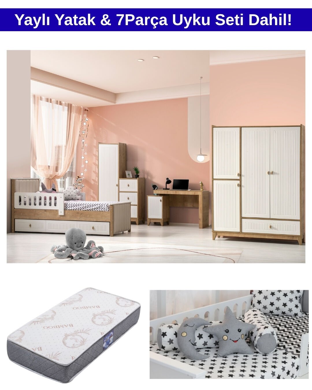 Carmen Sim Karyolalı Oda Takımı / Yatak ve Uyku Seti Dahil / Ücretsiz Kurulum