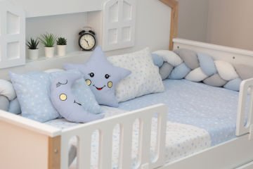 Montessori  Örgü Uyku Seti Tek Kişilik mavi