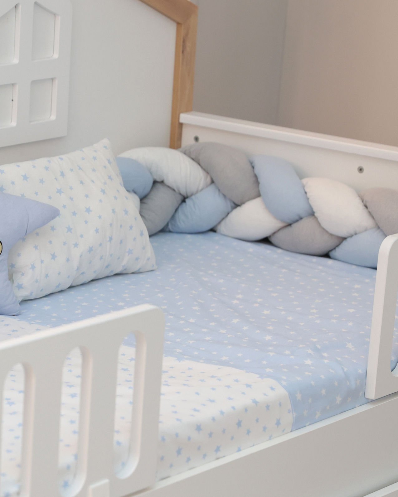 Montessori  Örgü Uyku Seti Tek Kişilik mavi