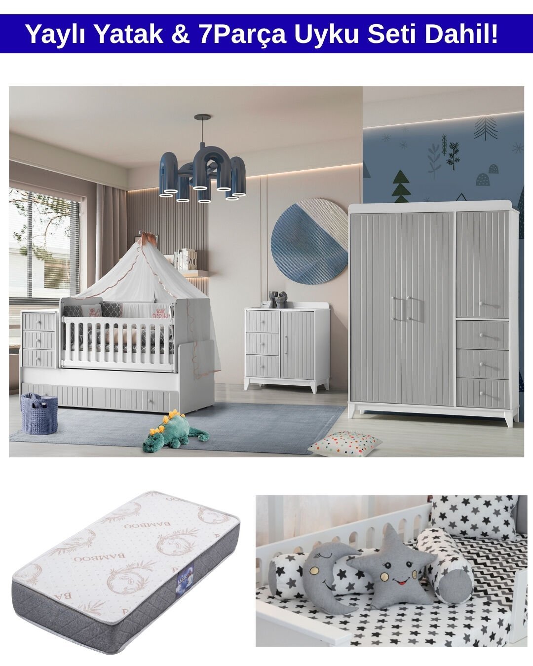 Nirvana Büyüyen Beşikli Oda Takım / Yatak ve Uyku Seti Dahil / Ücretsiz Kurulum