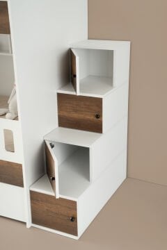 Berlin Ranza / Ücretsiz Kurulum / %100 MDF / 2 Adet Bambo Yaylı Yatak / 2 Adet Nevresim Takımı Hediye / Beyaz-Çam