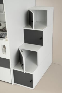 Berlin Ranza / Ücretsiz Kurulum / %100 MDF / 2 Adet Bambo Yaylı Yatak / 2 Adet Nevresim Takımı Hediye / Beyaz-Antrasit
