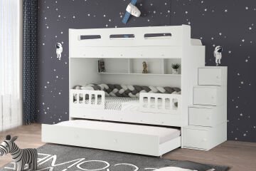 Berlin Ranza / Ücretsiz Kurulum / %100 MDF / 2 Adet Bambo Yaylı Yatak / 2 Adet Nevresim Takımı Hediye / Beyaz