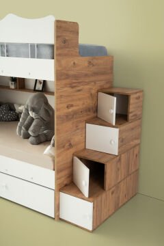 Bulut Ranza / Ücretsiz Kurulum / %100 MDF / 2 Adet Bambo Yaylı Yatak / 2 Adet Nevresim Takımı Hediye / Çam-Beyaz