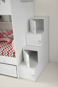 Mars Ranza / Ücretsiz Kurulum / %100 MDF / 2 Adet Bambo Yaylı Yatak / 2 Adet Nevresim Takımı Hediye / Beyaz