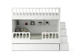 Panjur Ranza / Ücretsiz Kurulum / %100 MDF / 2 Adet Bambo Yaylı Yatak / 2 Adet Nevresim Takımı Hediye / Beyaz