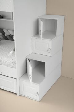 Zümrüt Ranza / Ücretsiz Kurulum / %100 MDF / 2 Adet Bambo Yaylı Yatak / 2 Adet Nevresim Takımı Hediye / Beyaz