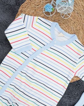 Yenidoğan Bebek Tulum / Şapka Hediyeli / %100 Pamuklu Kumaş mavi - 0-3 Ay