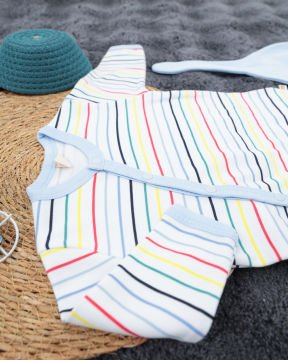 Yenidoğan Bebek Tulum / Şapka Hediyeli / %100 Pamuklu Kumaş mavi - 0-3 Ay