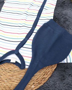 Yenidoğan Bebek Tulum / Şapka Hediyeli / %100 Pamuklu Kumaş Lacivert - 3-6 Ay