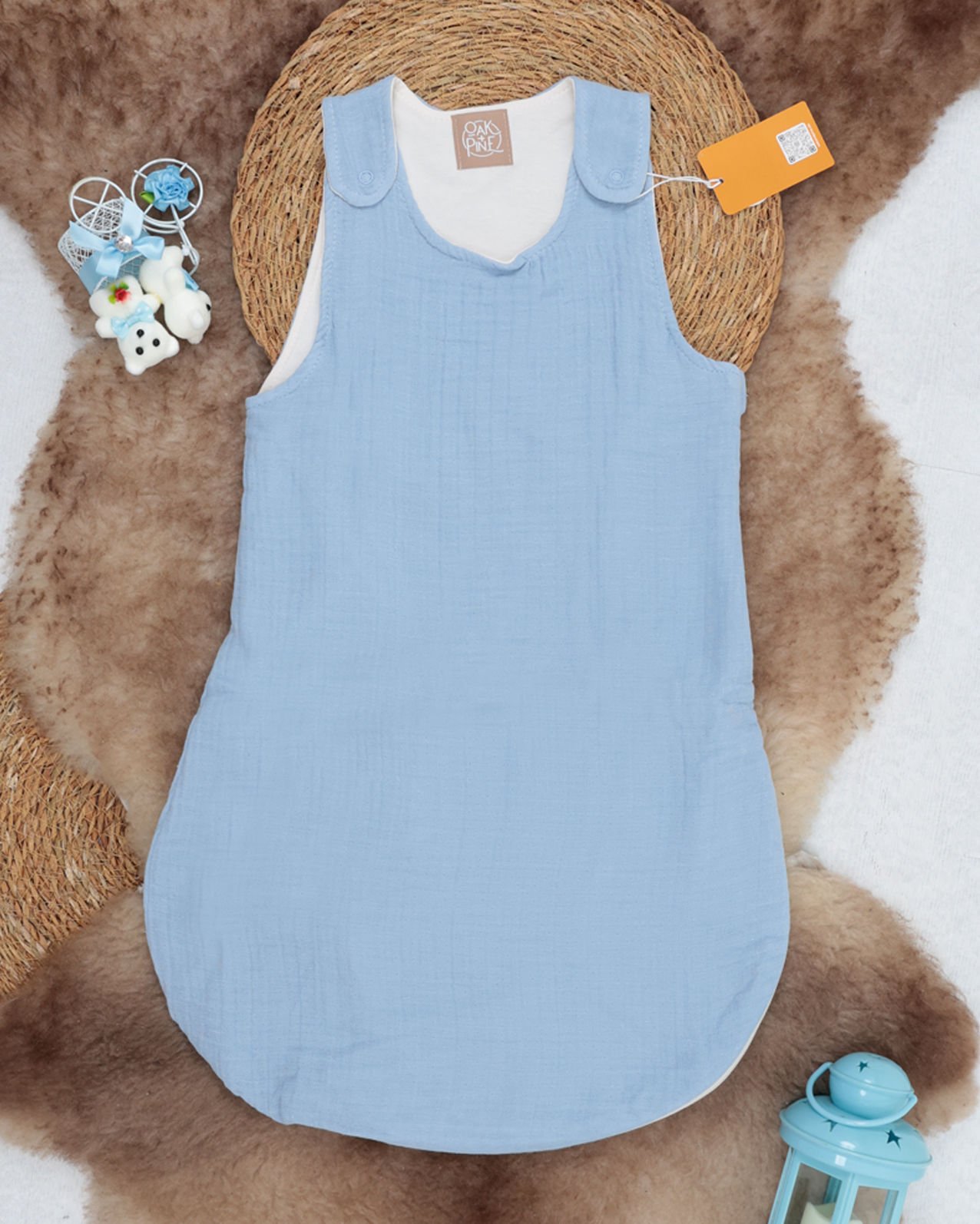 Muslin Bebek Uyku Tulumu / Yenidoğan Uyku Tulum mavi