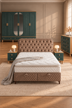 Milen Yatak Odası / Komple MDF / Haki Yeşil