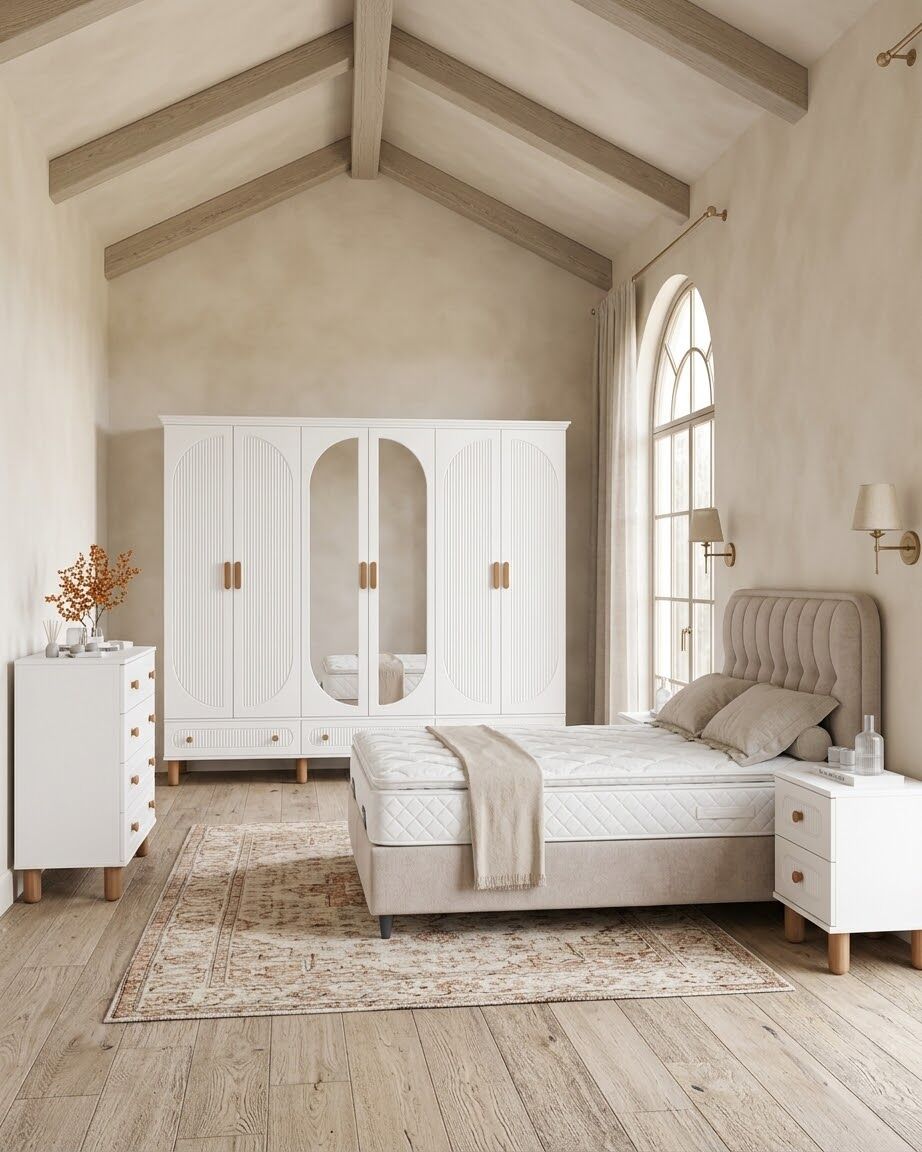 Milen Yatak Odası / Komple MDF / Beyaz
