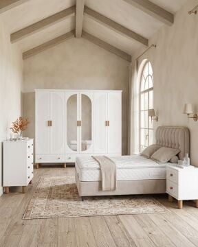 Milen Yatak Odası / Komple MDF / Beyaz