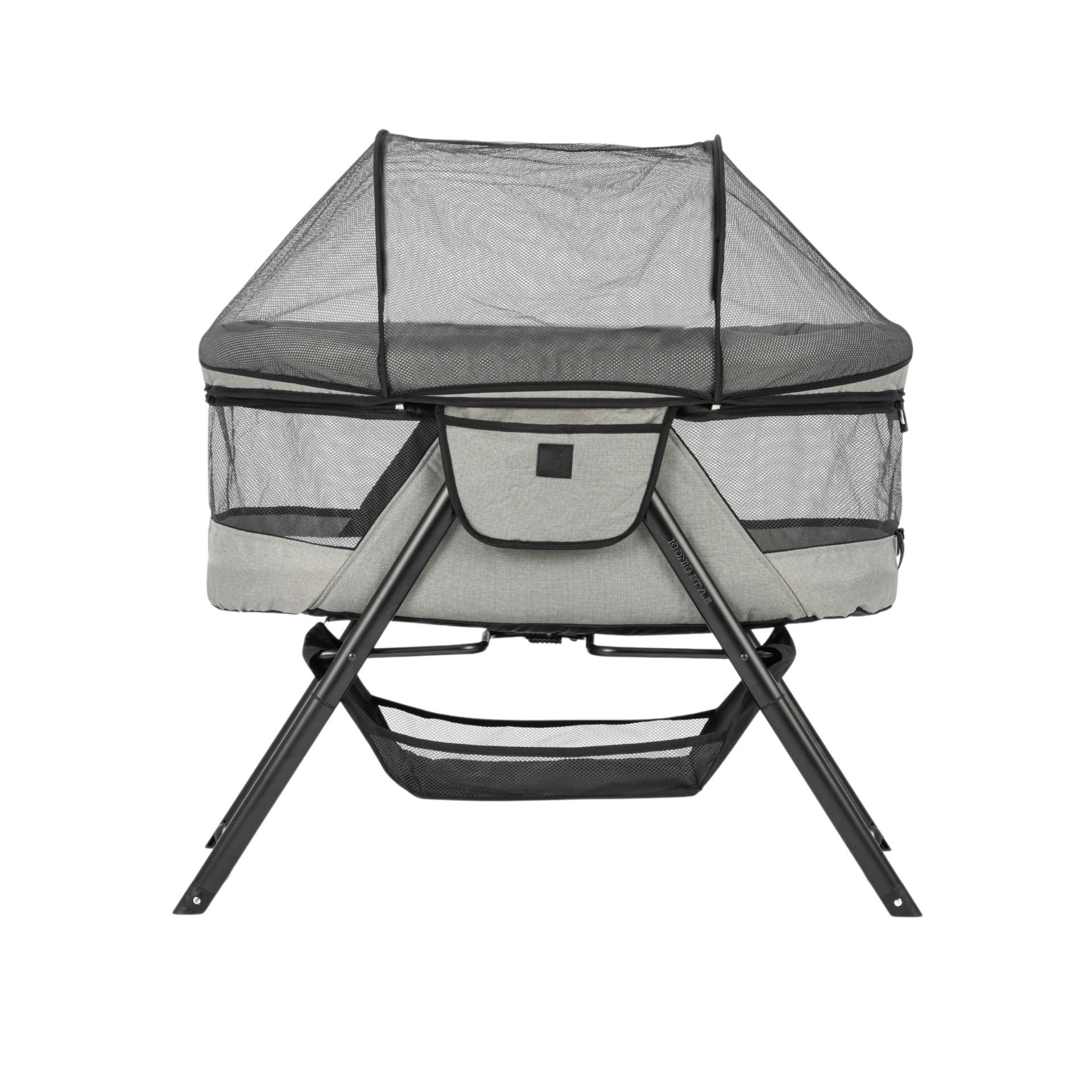 Bedside Katlanır Lüx Beşik / Pamuklu Yatak Dahil Gri