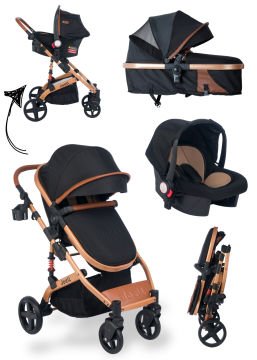 Joell Truva Travel Sistem Bebek Arabası Gold Siyah