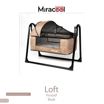 5'li Loft Beşik Seti / Beşik & Yatak & Yorgan & Yastık & Çarşaf Kahve