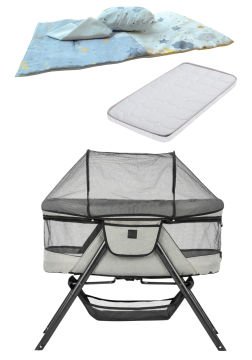 5'li Bedside Katlanır Beşik Seti / Beşik & Pamuklu Yatak & Yorgan & Yastık & Çarşaf