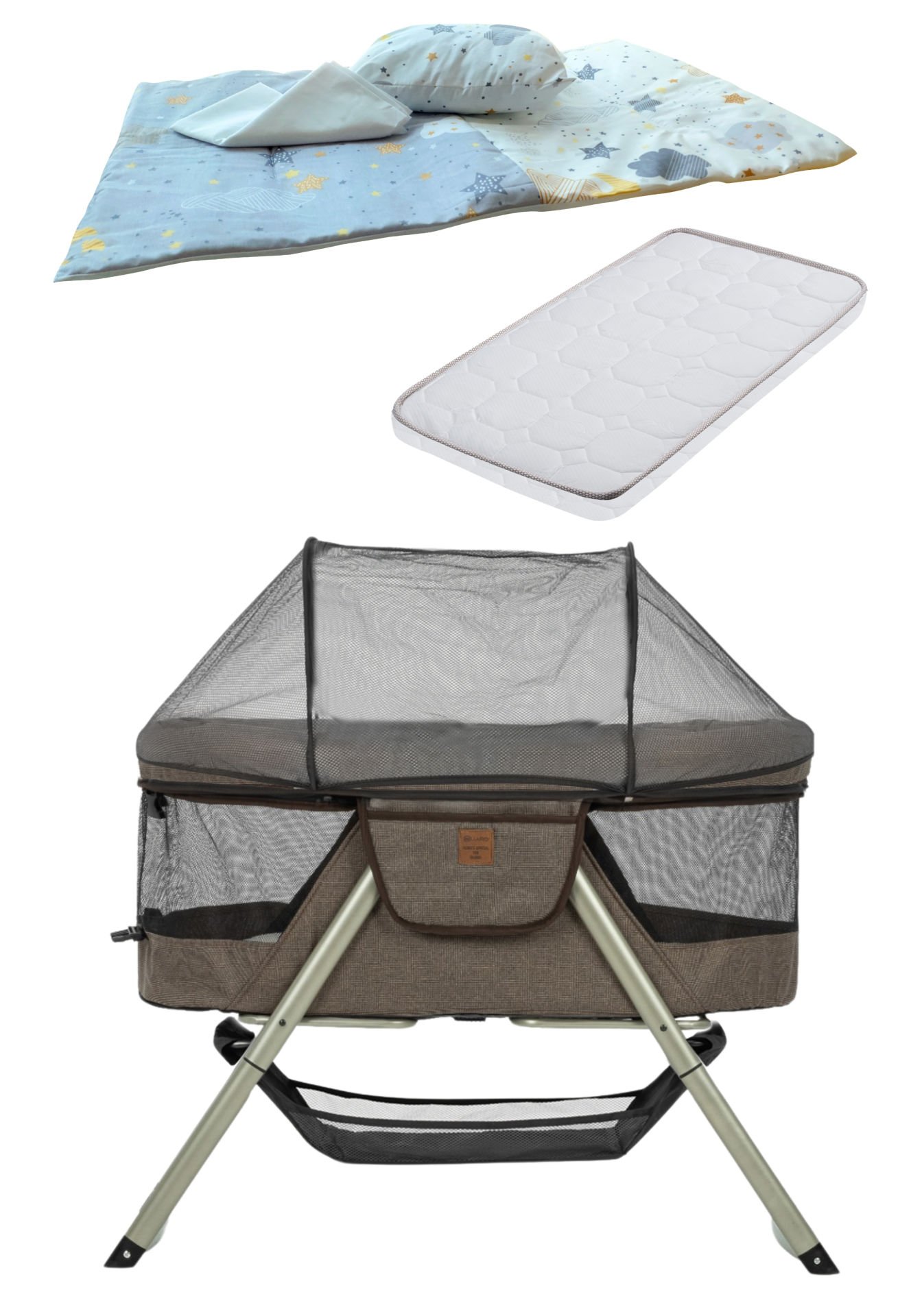 5'li Bedside Katlanır Beşik Seti / Beşik & Pamuklu Yatak & Yorgan & Yastık & Çarşaf