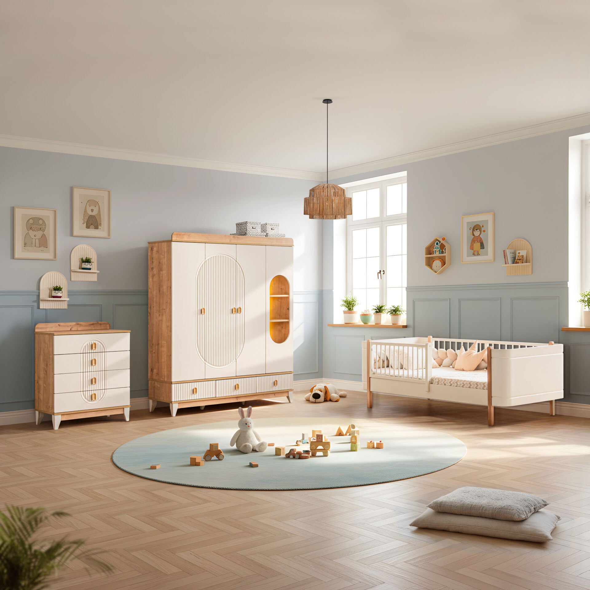 Vizyon Perla Mega Bebek ve Çocuk Odası Takımı / Meşe
