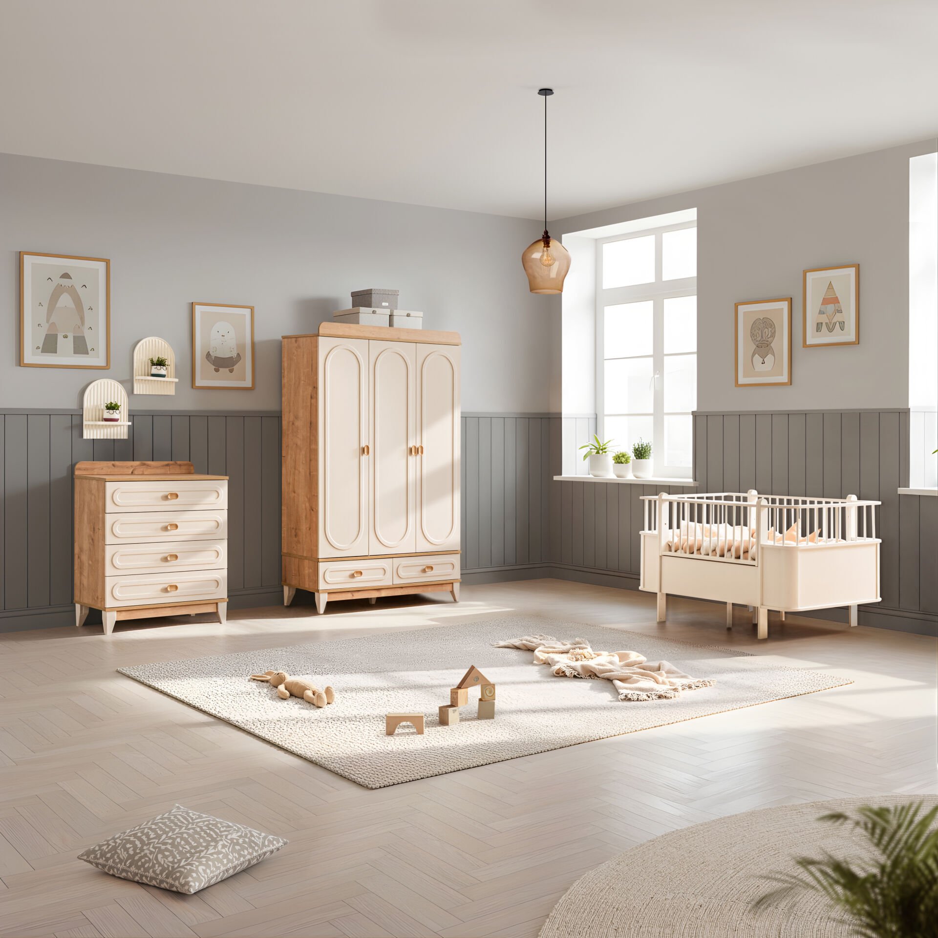 Soft Riva Bebek ve Çocuk Odası Takımı / Meşe