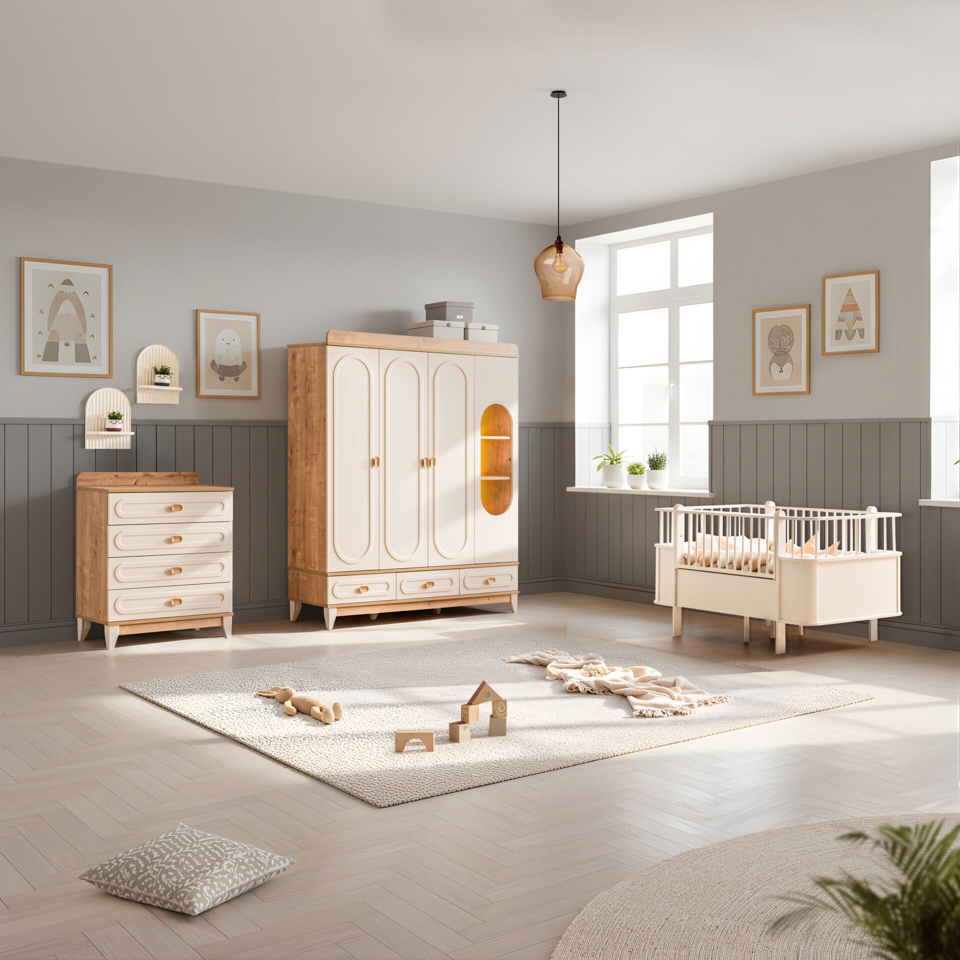 Soft Riva Mega Bebek ve Çocuk Odası Takımı / Meşe