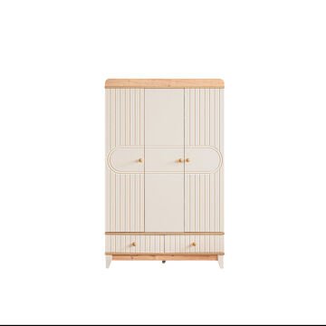 Klas 3 Kapılı Dolap / Meşe-Krem / 3 Kapaklı Gardrop