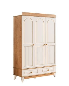 Deniz 3 Kapılı Dolap / Meşe-Krem / 3 Kapaklı Gardrop