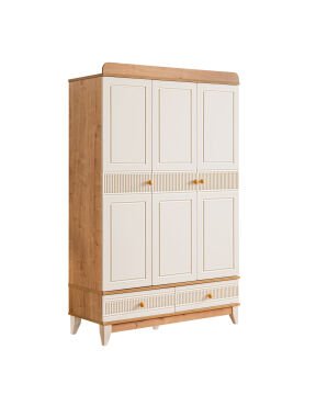 Bakü 3 Kapılı Dolap / Meşe-Krem / 3 Kapaklı Gardrop