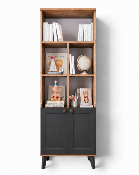 Loren Kitaplık / Komple MDF / Çam-Antrasit